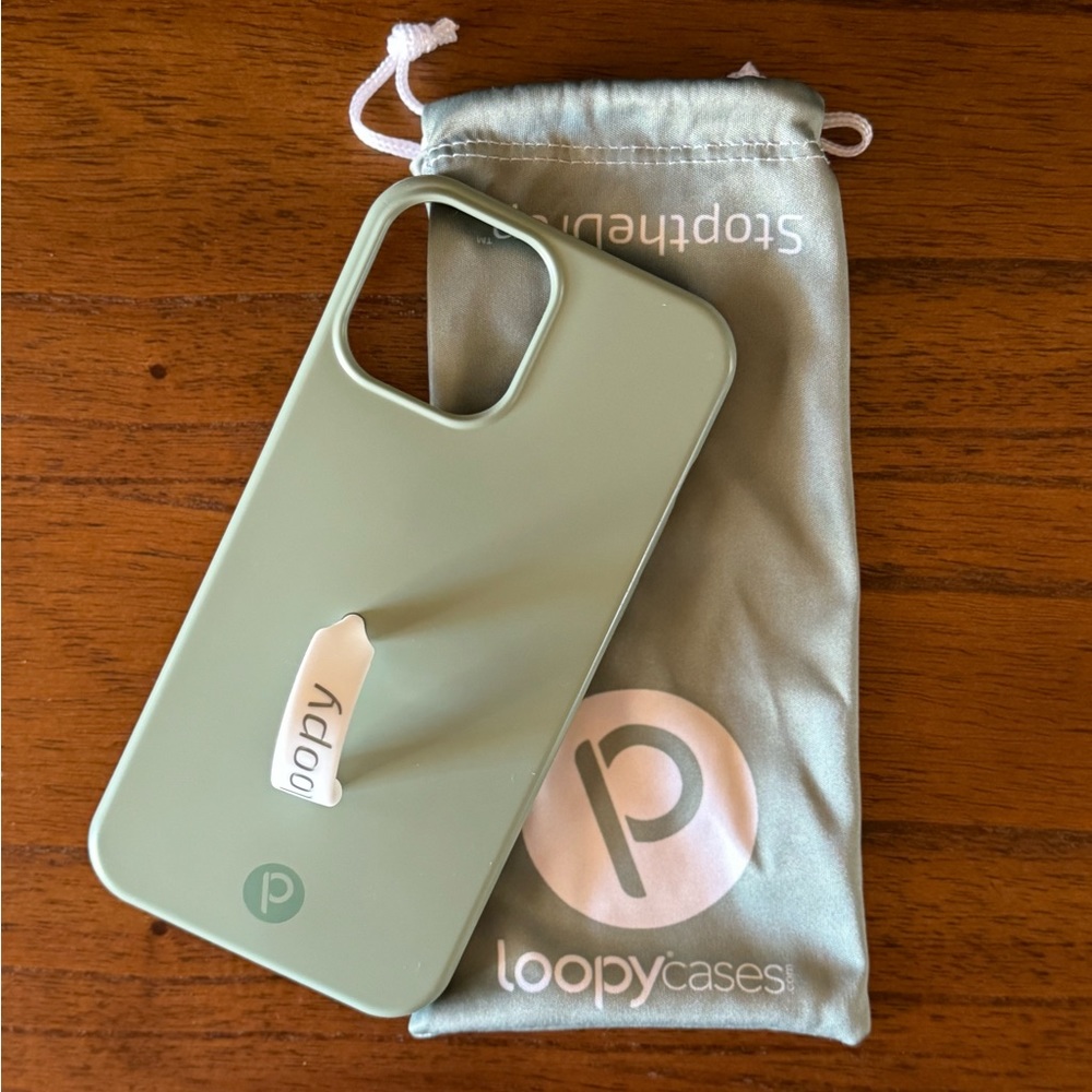 iPhone 12 Pro Max sage green loopy case